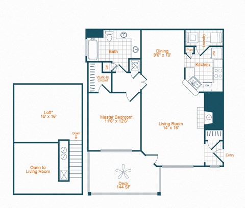 a floor plan of a two story house with a garage and a balcony  at Lex at Brier Creek, North Carolina